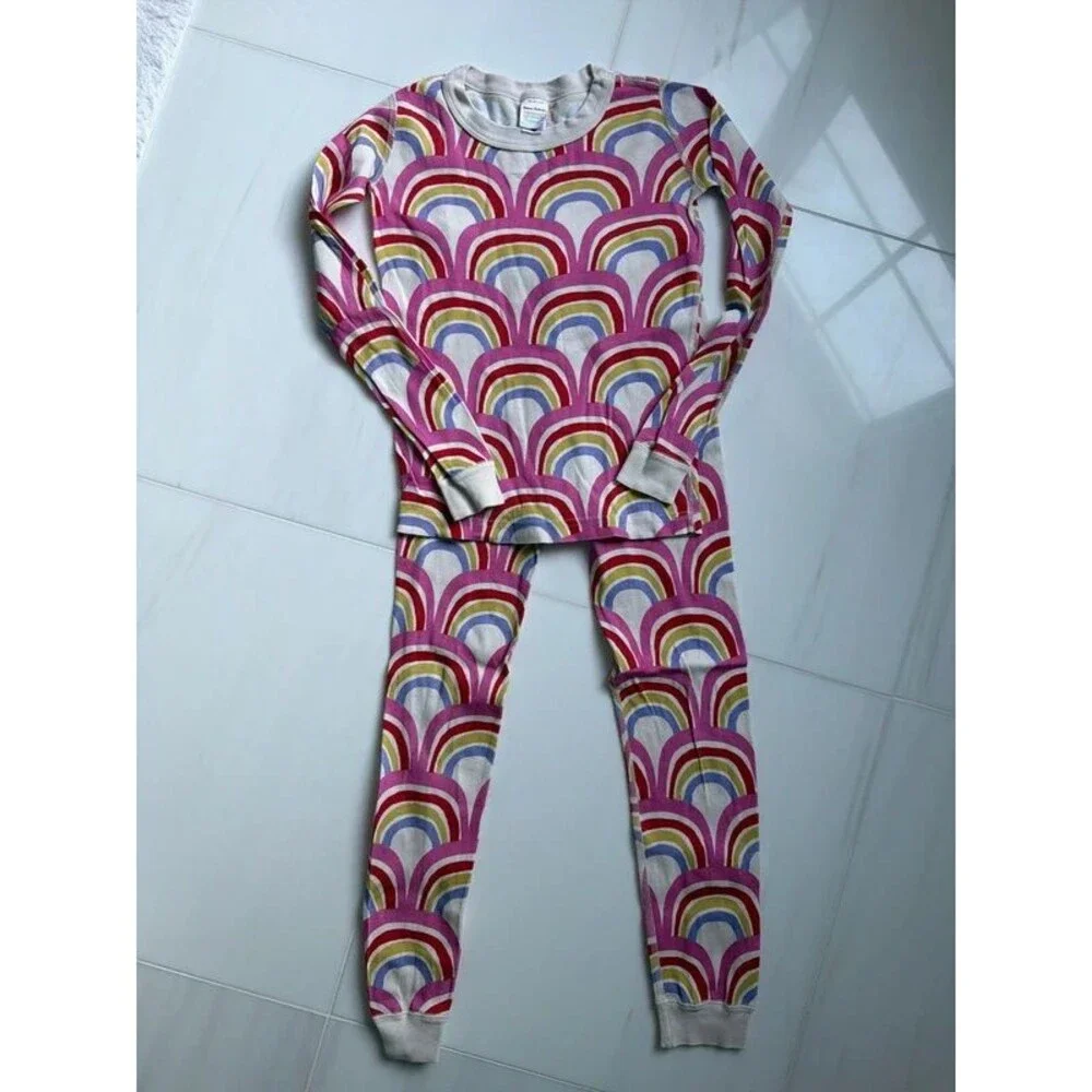 Hanna Andersson girls rainbow pajamas long sleeve size 8